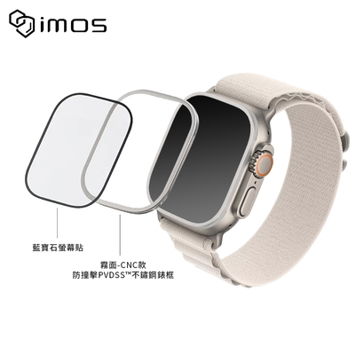 iMos Apple Watch Ultra / Apple Watch Ultra 2 藍寶石金屬框手錶保護貼(CNC霧面)