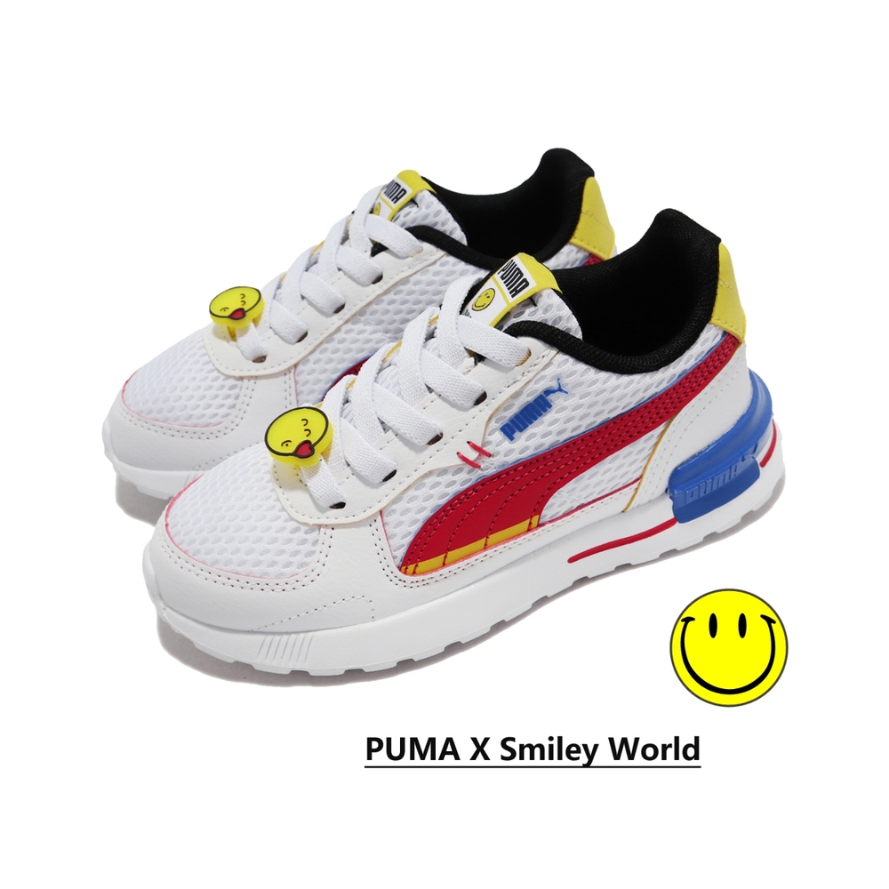 Puma 休閒鞋 Graviton SW AC PS 童鞋 小朋友 白 紅 藍 聯名款 緩震 笑臉 50周年 38449201