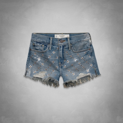 AF a&f Abercrombie & Fitch 女短褲 藍色 2020
