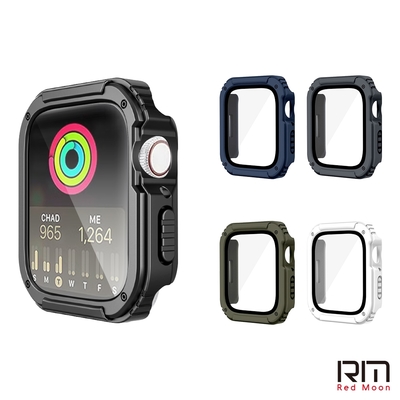 Redmoon APPLE Watch 9/8/7 衝鋒盔甲錶殼 9H鋼化玻璃+PC全包覆雙料防摔保護殼 41/45mm