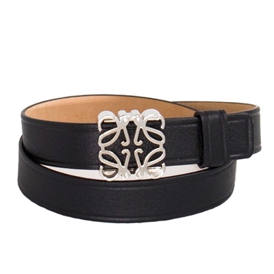 Loewe 經典雕花 小牛皮多圈手環 (黑色 x 銀色金屬) Anagram bracelet in calfskin Black/Palladium