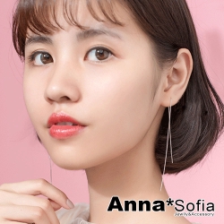 AnnaSofia 極簡單長耳線 925銀針耳針耳環(16cm-銀系)