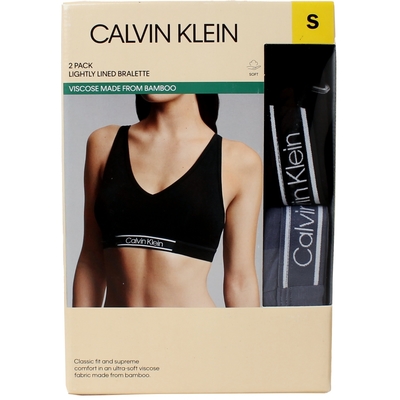 【Calvin Klein】CK VISCOSE冰絲棉運動內衣背心(黑灰兩件組)