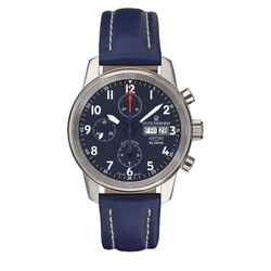 (福利品) REVUE THOMMEN 梭曼錶 Xlarge系列 三眼計時自動機械腕錶 藍色x皮帶/40.5mm (16051.6535)