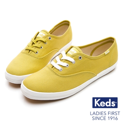 Keds CHAMPION 玩色經典綁帶休閒鞋-黃綠