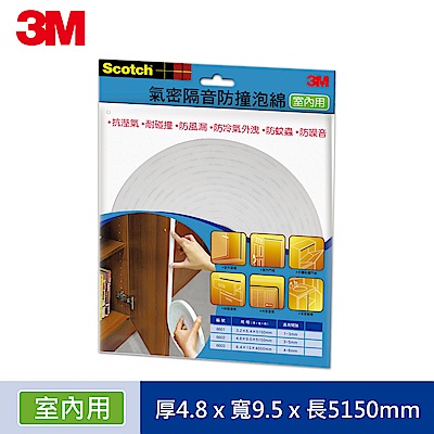 3m 室內用氣密隔音防撞泡棉 -間隙3~5 mm (6602)