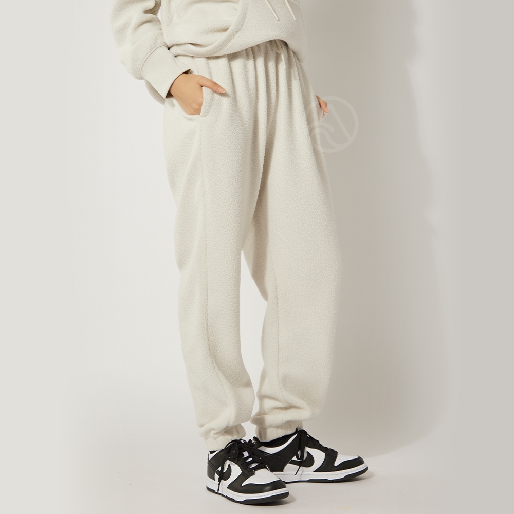 Nike 長褲NSW Phoenix 女款黑白刷毛抽繩高腰小開岔寬褲棉褲DQ5616-010, NIKE