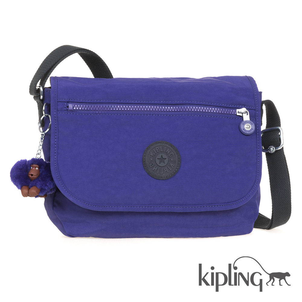 Kipling 斜背包 靛紫素面-小