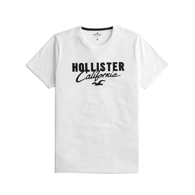 Hollister 海鷗 HCO 熱銷刺繡文字海鷗圖案短袖T恤-白色