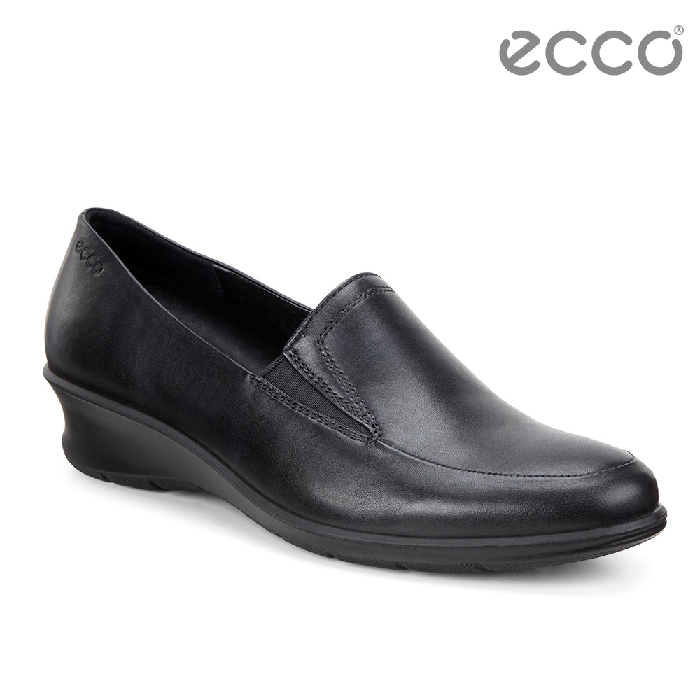 ECCO FELICIA 圓頭舒適正裝風格楔形跟鞋 女-黑