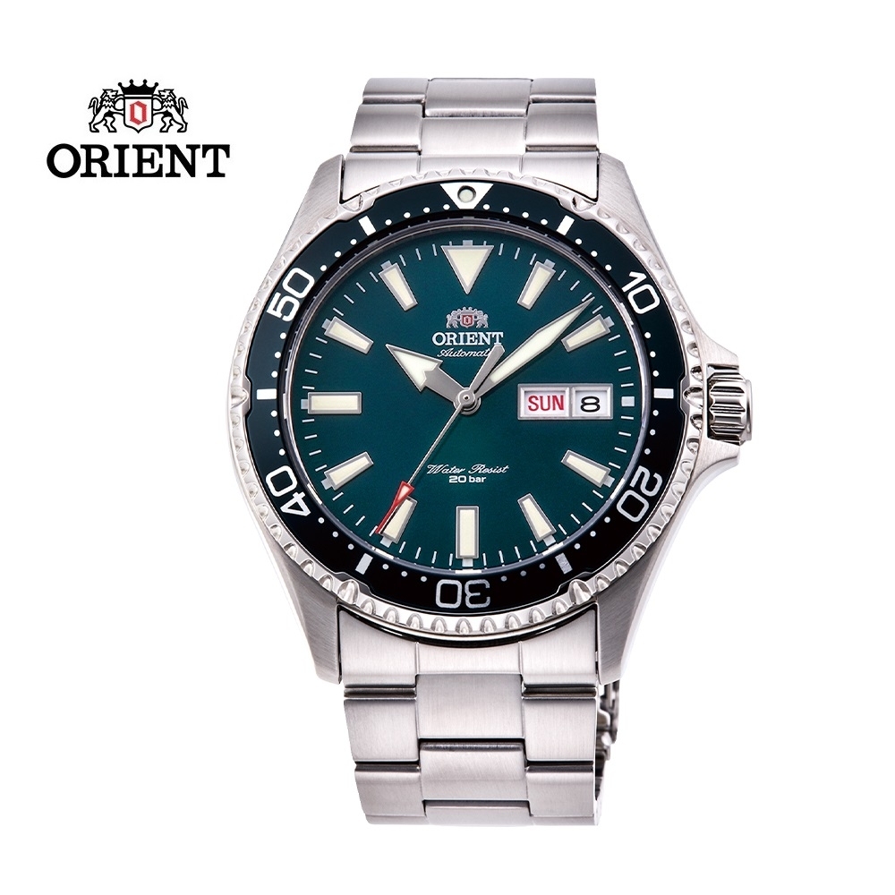 ORIENT 東方錶 WATER RESISTANT系列 200m潛水錶 鋼帶款 綠色 RA-AA0004E - 41.8mm