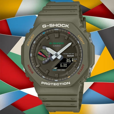 CASIO 卡西歐 G-SHOCK 太陽能x藍牙連線 繽紛動感雙顯腕錶 禮物推薦 送禮首選 45.4mm / GA-B2100FC-3A