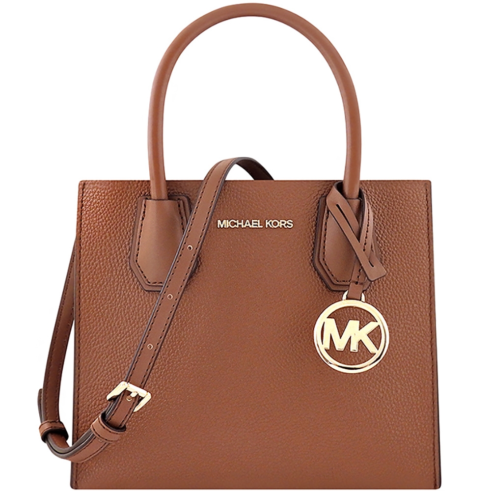 MICHAEL KORS Mercer 荔枝紋牛皮手提/斜背兩用包(焦糖色)