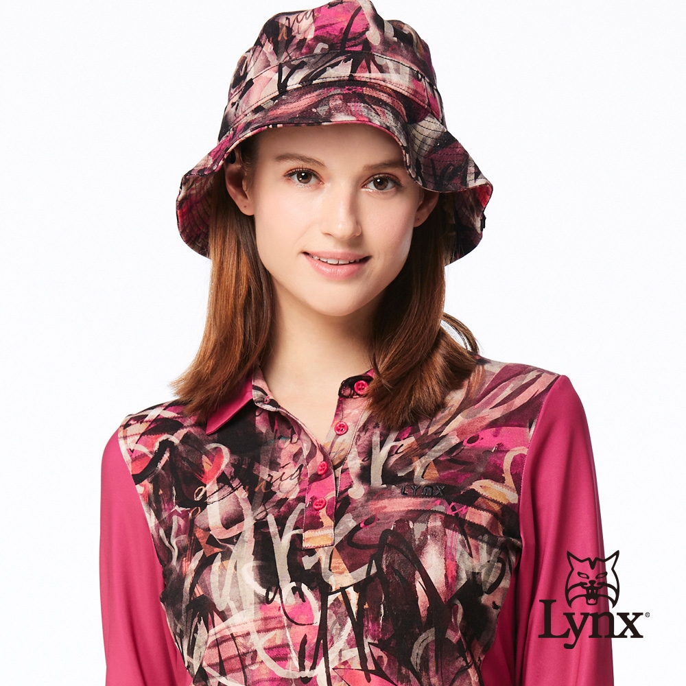 【Lynx Golf】女款潮流百搭系列歐洲進口布料造型遮陽時尚筒帽可調節式漁夫帽-桃紅色