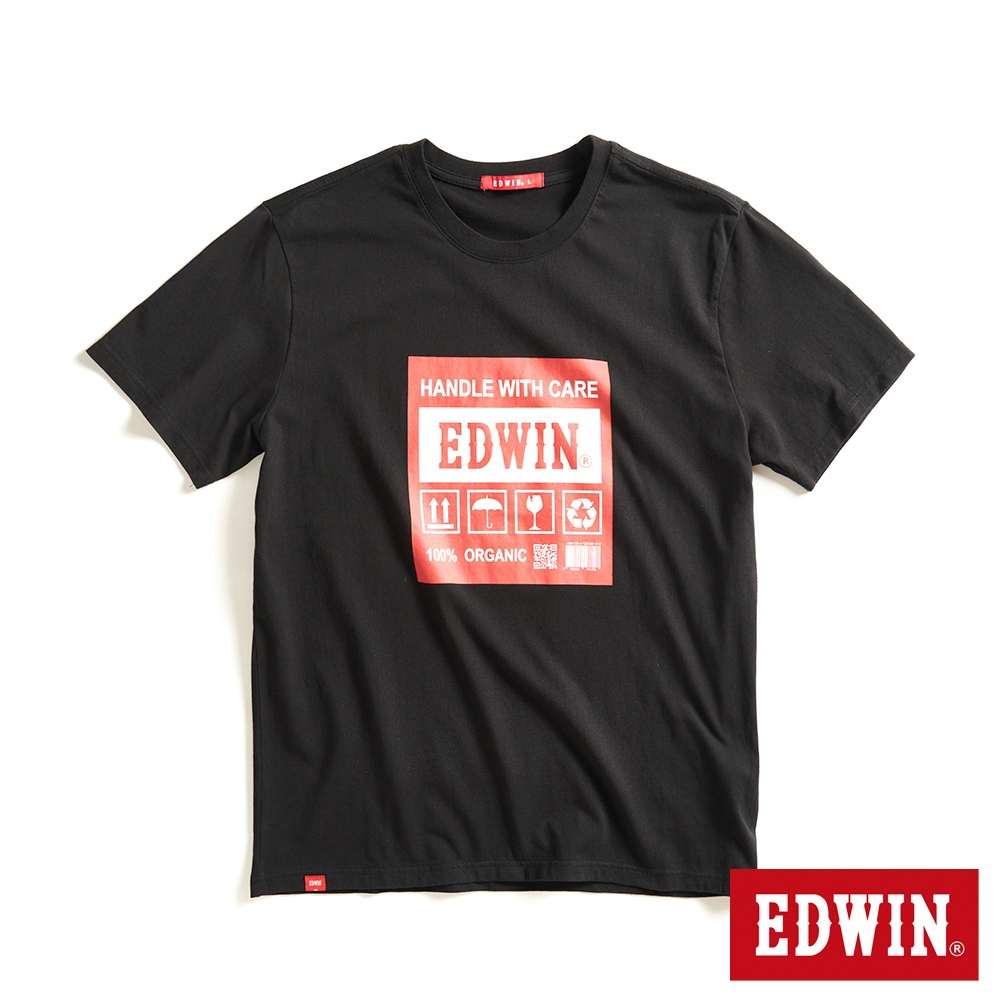 EDWIN 網路獨家 標籤貼紙LOGO短袖T恤-中性-黑色