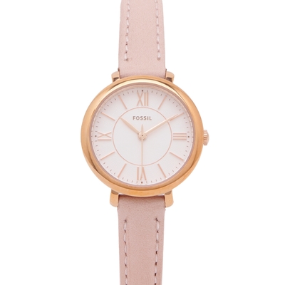 FOSSIL 簡約羅馬佳人風格女性手錶(ES4411)-銀白面X粉色/26mm