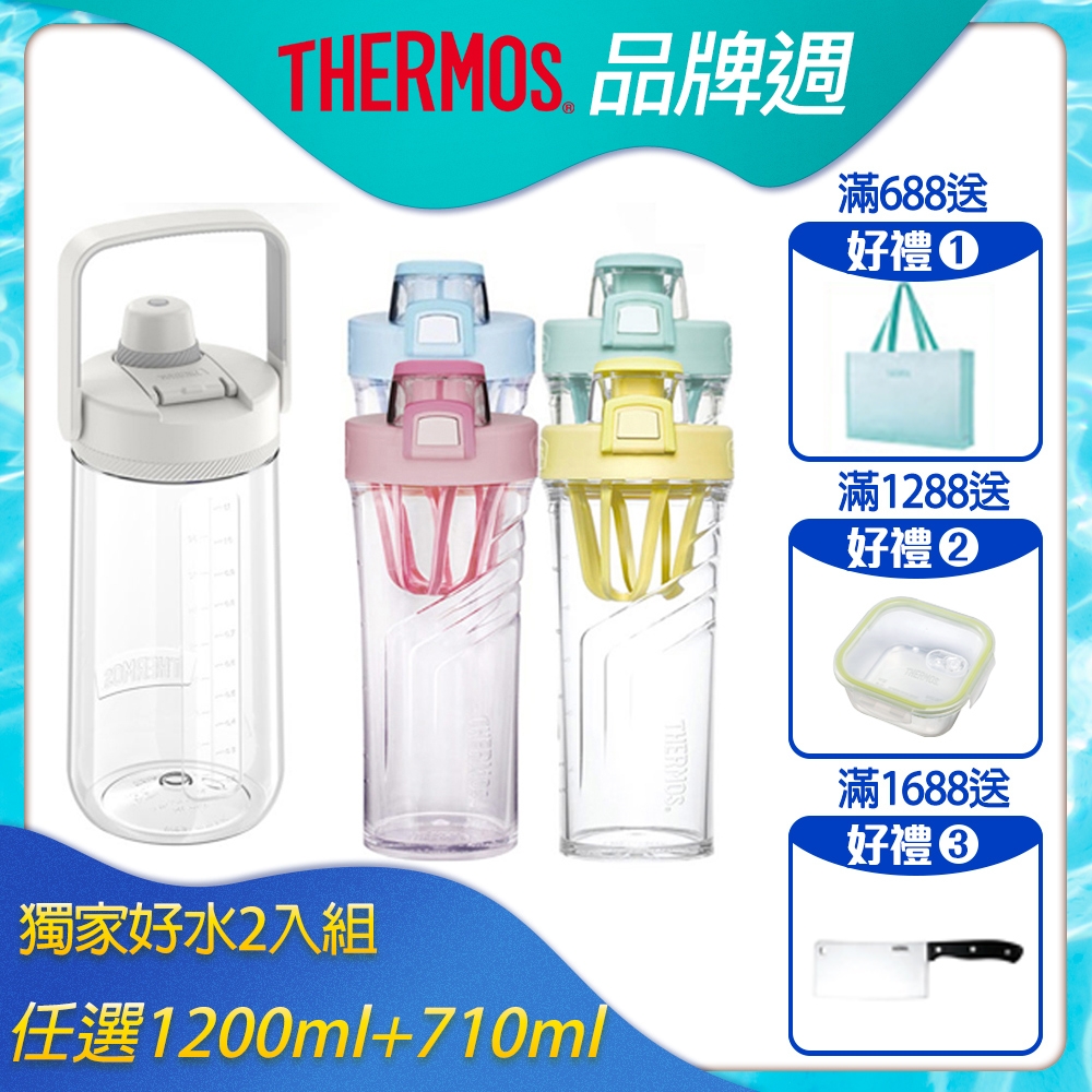 THERMOS膳魔師 輕水瓶1200ml(透明白)-TP4349CL