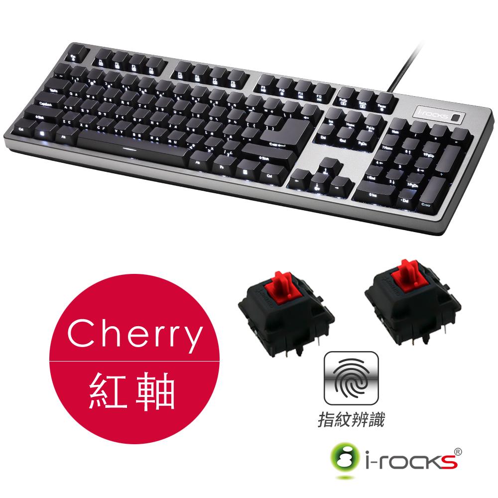 i-Rocks K68MSF 指紋辨識機械式鍵盤-德國Cherry MX紅軸