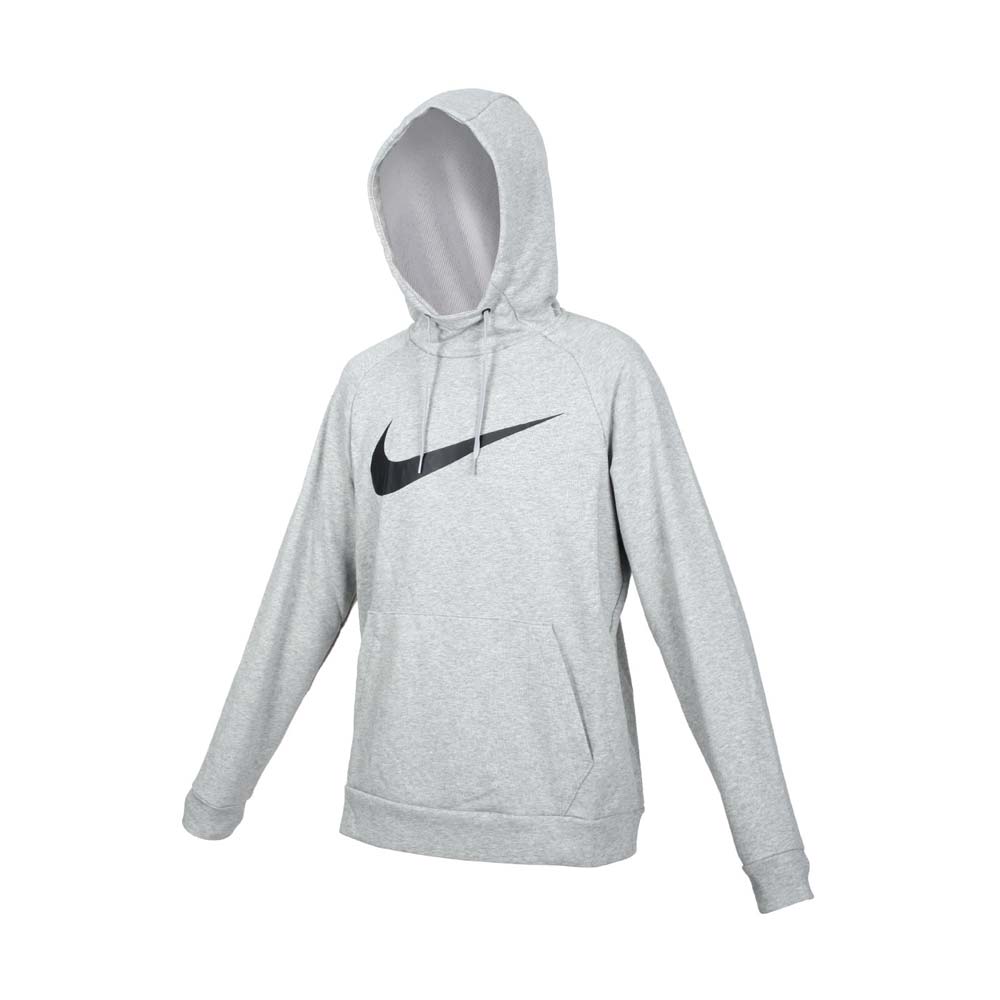 NIKE 男長袖連帽T恤-DRI-FIT 圈毛 慢跑 運動 上衣 帽T CZ2426-063 灰黑