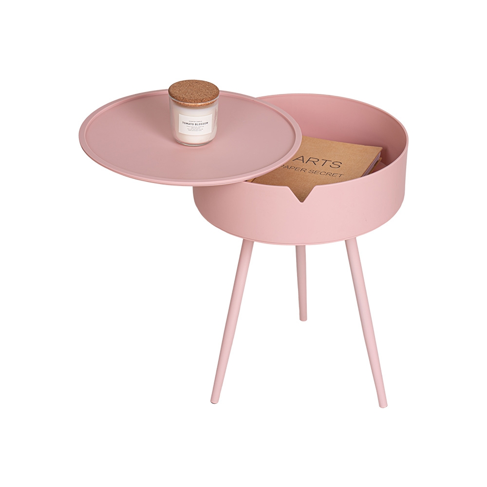 樂嫚妮 北歐質感桌盤兩用圓邊桌茶几-粉色
