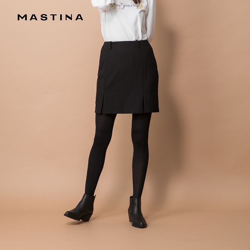 【MASTINA】上班族優雅打褶款-女短裙 素色 灰(灰色/版型修身)