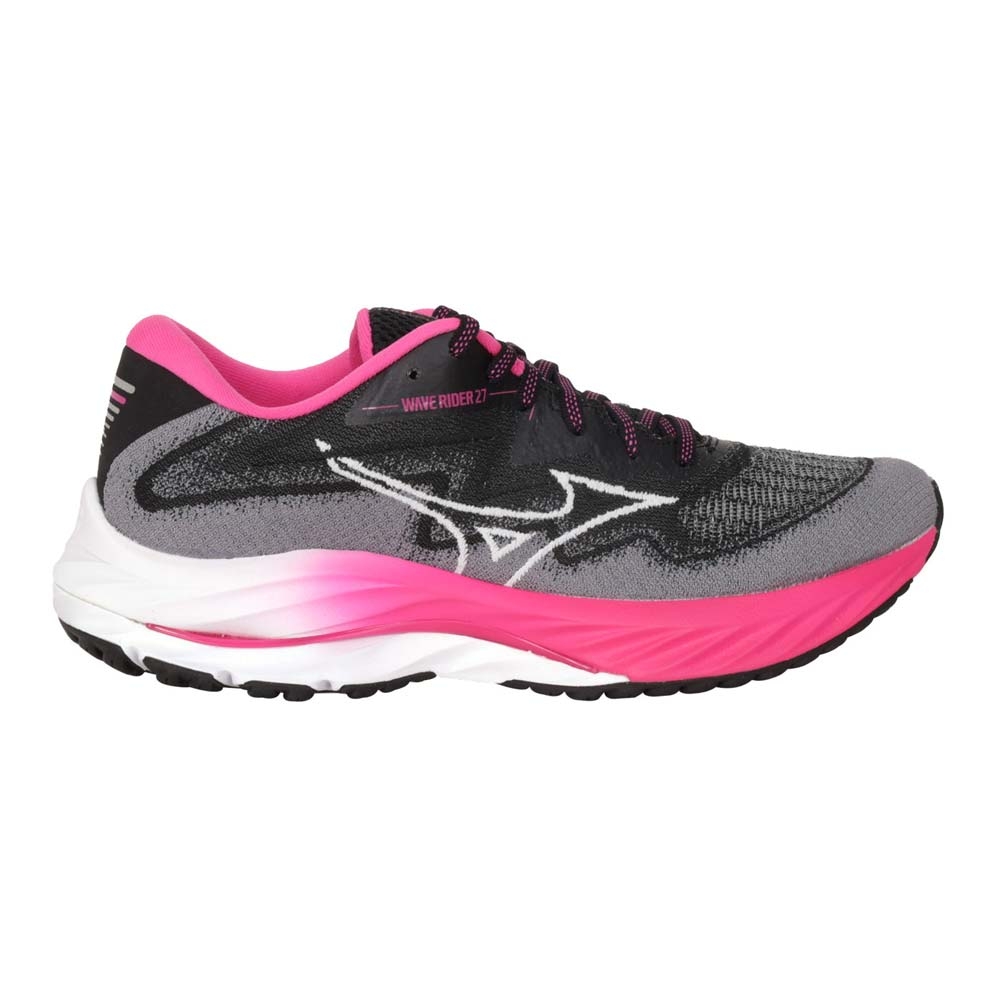 MIZUNO WAVE RIDER 27 SSW 女慢跑鞋-訓練 美津濃 J1GD235421 灰黑桃紅