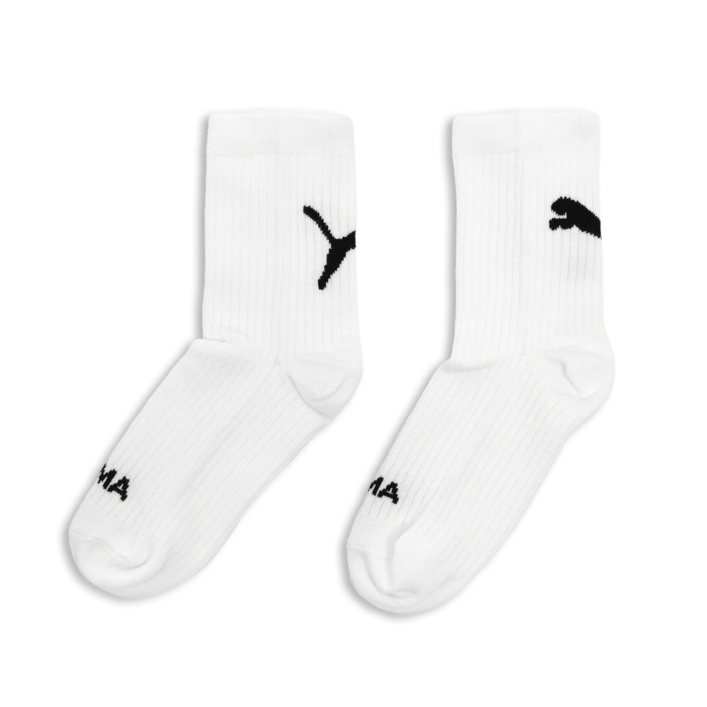Puma 襪子 Fashion Crew Socks 男女款 白 黑 長襪 中筒襪 跳豹 台灣製 單雙入 BB142901
