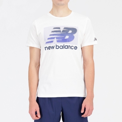 New Balance 男運動休閒短袖上衣-白-AMT11071WN-F
