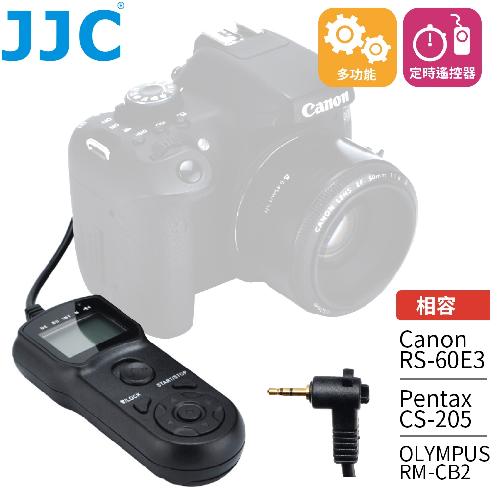 JJC佳能Canon副廠定時快門線遙控器TM-C(相容原廠RS-60E3,亦適Pentax CS-205/Olympus RM-CB2/Samsung※)