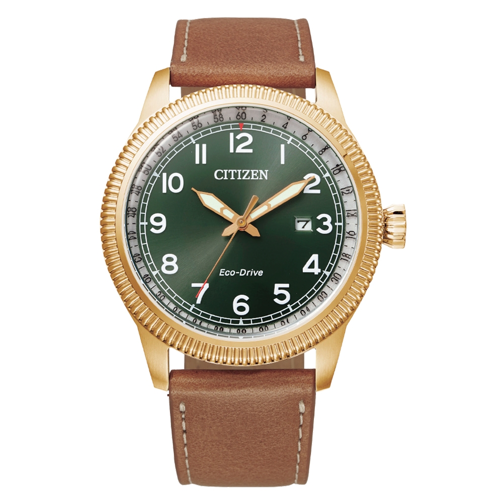 CITIZEN GENT'S 光動能懷舊復古型男腕錶-玫瑰金X黑-BM7483-15X-42.5mm