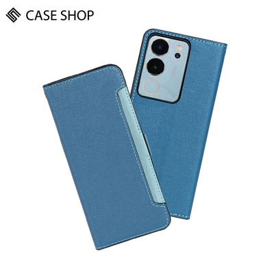 CASE SHOP vivo V29(5G) 前收納側掀皮套-藍