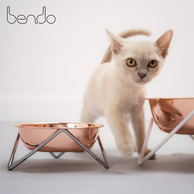 澳洲Bendo 更靚貓碗 寵物碗 寵物碗架 不鏽鋼架+紅銅碗 14cm