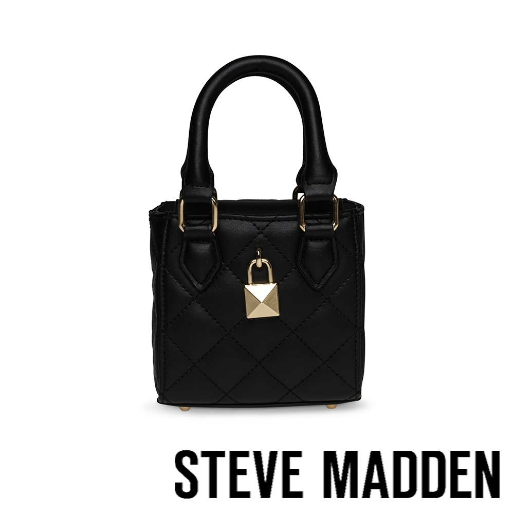 STEVE MADDEN-BMINILUX 菱格紋鎖頭手提小包-黑色