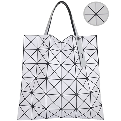 ISSEY MIYAKE 三宅一生BAOBAO 淺灰/灰雙色三角格6x6手提包