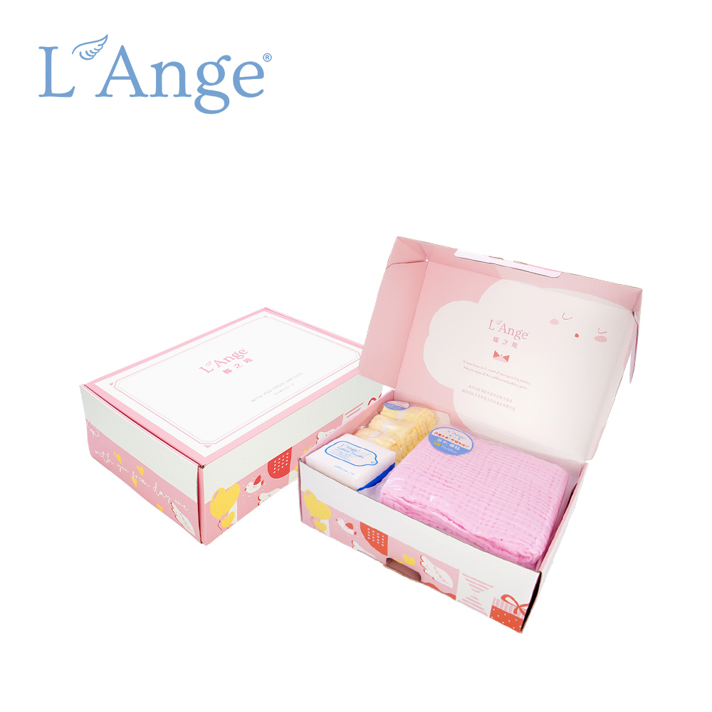 L'Ange 棉之境 經典純棉紗布巾禮盒組-粉色