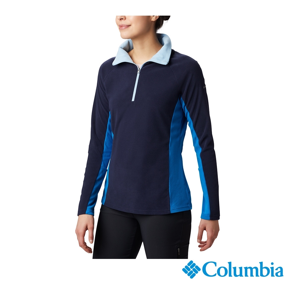 Columbia 哥倫比亞  女款-半開襟刷毛上衣-深藍 UAK11310