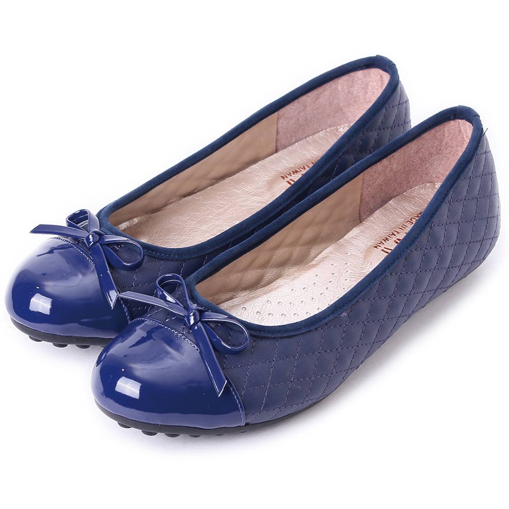 TTSNAP娃娃鞋-MIT小香風菱格紋平底鞋 藍