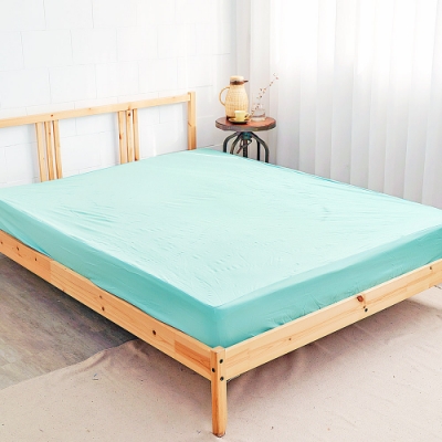 米夢家居-台灣製造-吸濕排汗網眼防塵螨/防水保潔墊床包(水綠)3.5尺