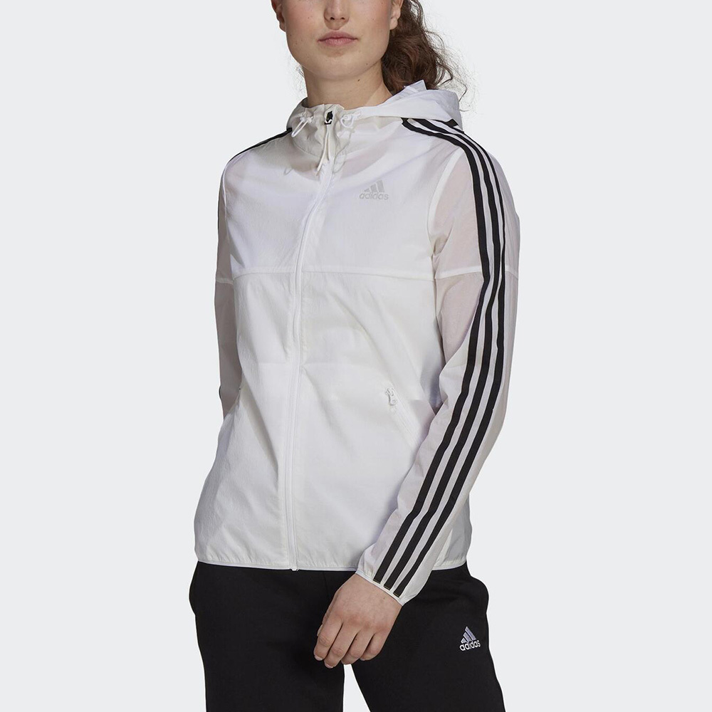 Adidas W WB GQ0564 女 連帽外套 風衣 運動 訓練 亞洲版 防曬 合身 薄款 拉鍊口袋 白 黑