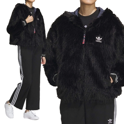 Adidas NEW FUR JKT 女款 黑色 CNY 新年 龍年 人造毛皮 連帽 外套 IX4226