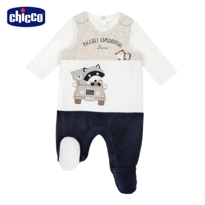 chicco-小浣熊-剪接配色兩件式背心褲套裝