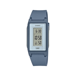 【CASIO】纖薄輕盈時尚流線長型環保材質數位休閒錶-藍(LF-10WH-2)