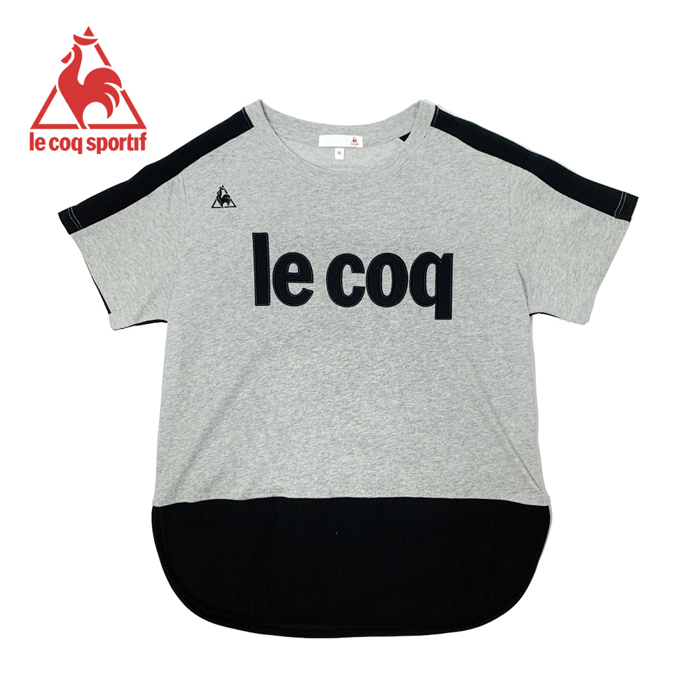 le coq sportif 法國公雞牌運動網布剪接短袖T恤 女-灰