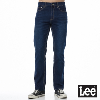 Lee 男款 743 素色中腰舒適直筒牛仔褲 深藍