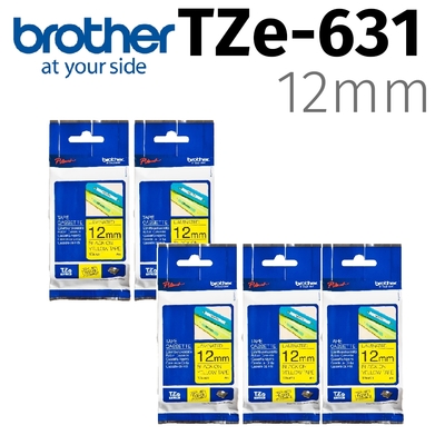 【5入組】brother 原廠護貝標籤帶 TZe-631 (黃底黑字 12mm)