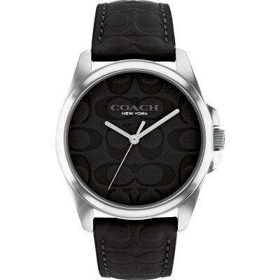COACH Gracy CC浮雕皮帶女錶 送禮首選-經典黑 CO14504142