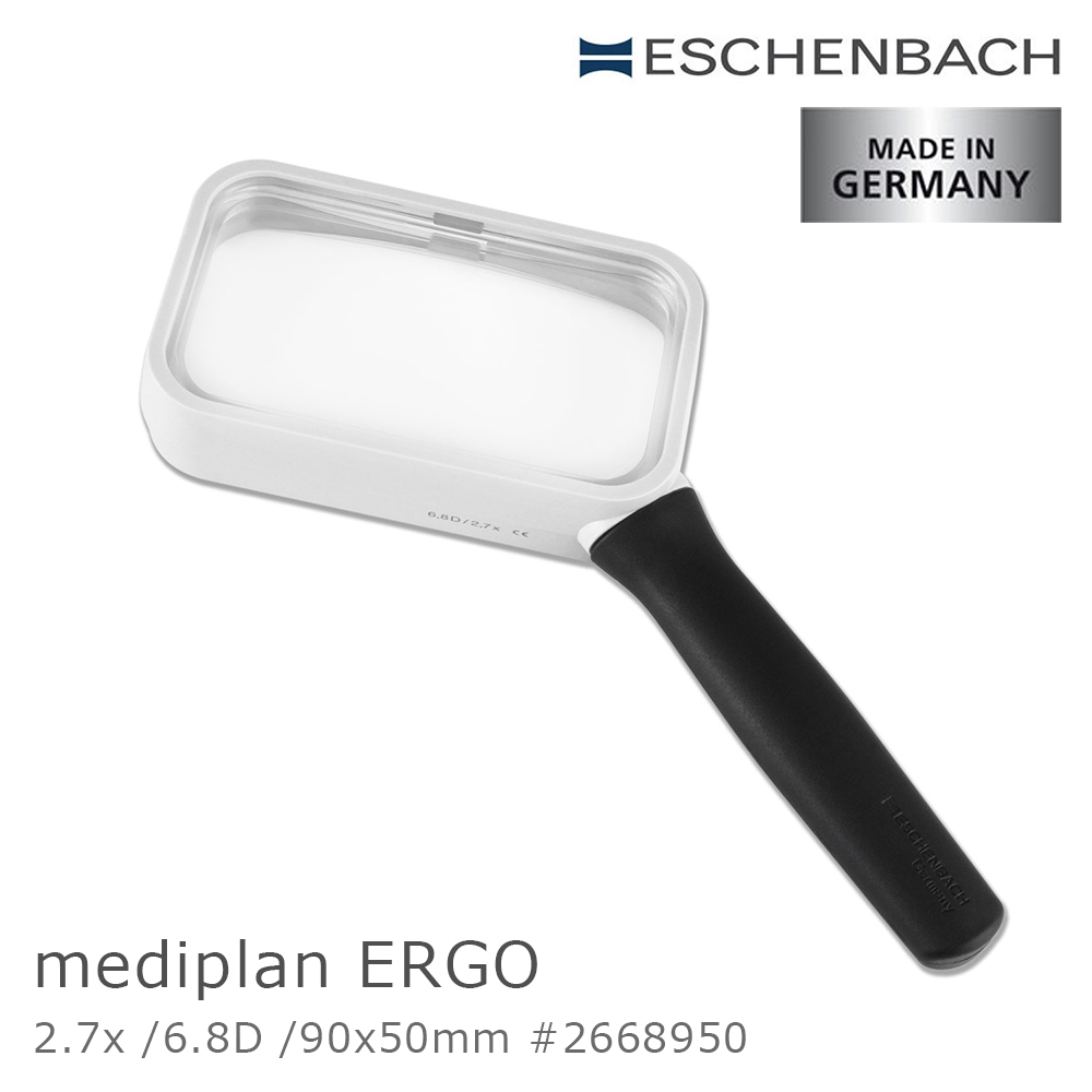 【德國 Eschenbach】mediplan ERGO 2.7x/6.8D/90x50mm 德國製齊焦非球面放大鏡 2668950