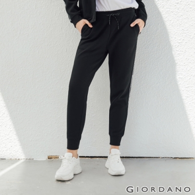 GIORDANO 女裝G-MOTION線條撞色長褲-01 標誌黑