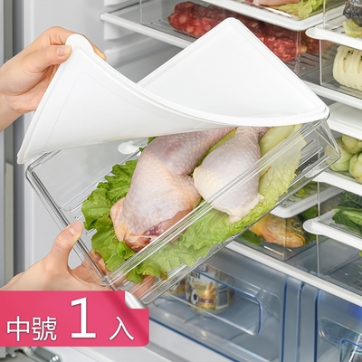 荷生活 多功能PET高透款食材保鮮盒 密封式加大容量冷凍盒-中號1入