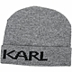 KARL LAGERFELD 品牌字母反褶針織羊毛帽(灰色) product thumbnail 1